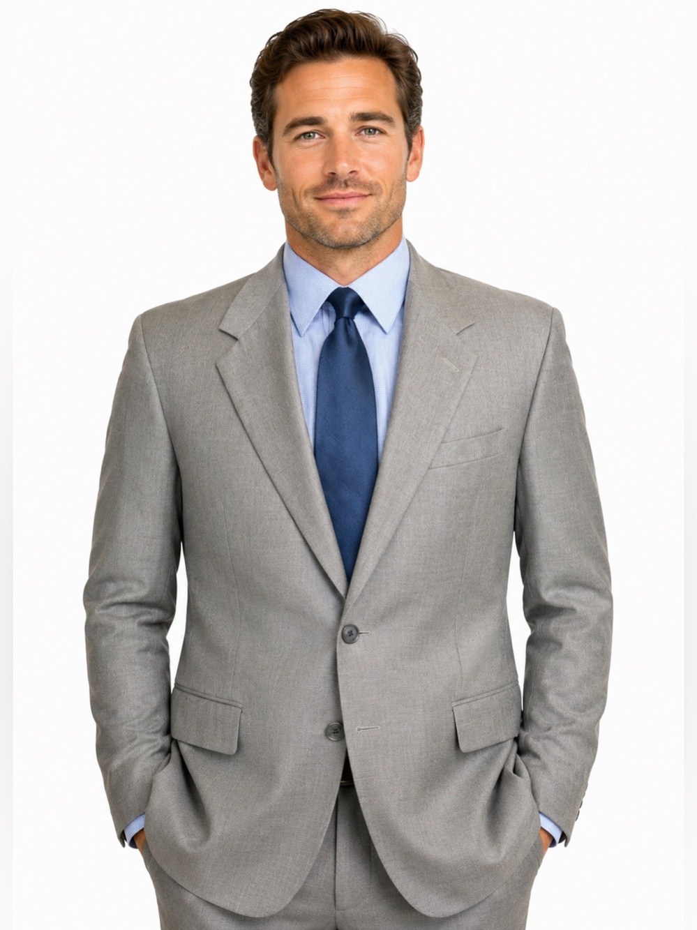 Tom James Royal Classic Gray Suit | 2-Piece | Hand Tailored | Executive Business